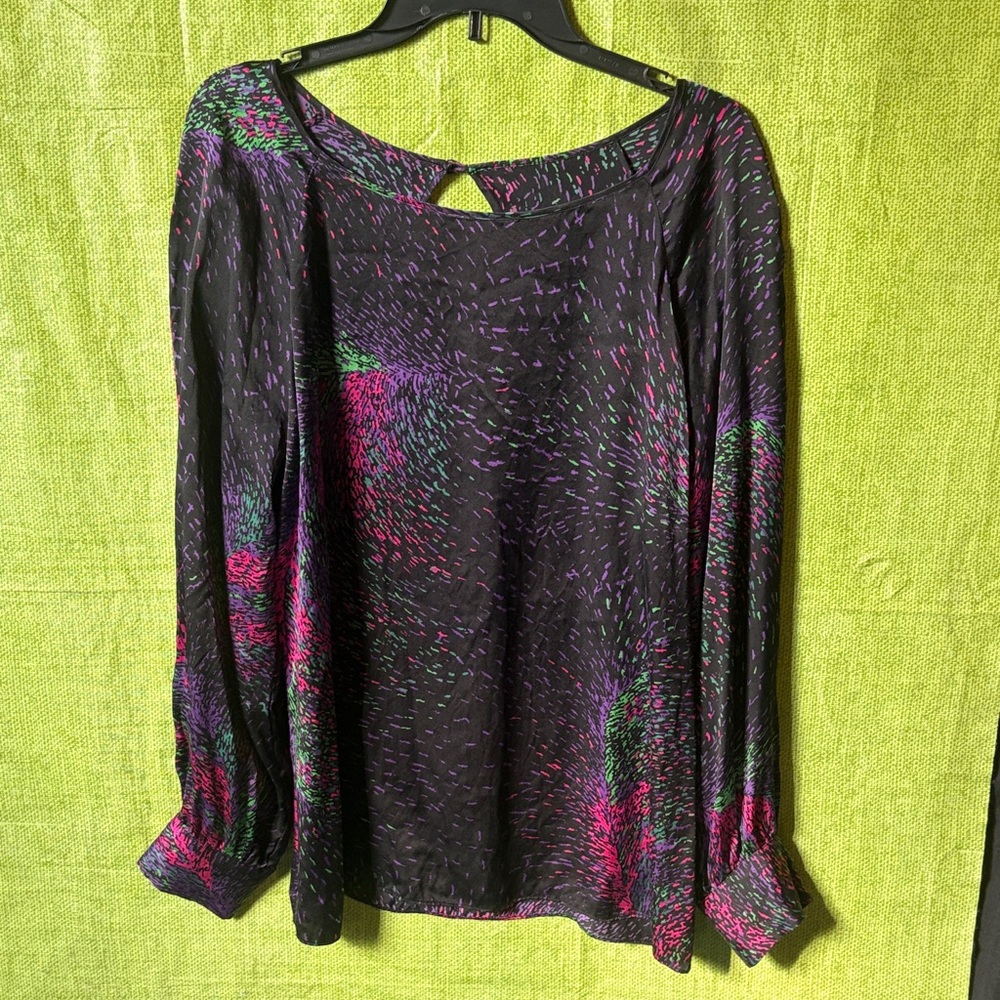 Chic Silk Black and Pink Women's Blouse